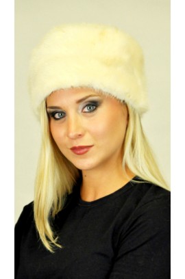 White mink fur hat